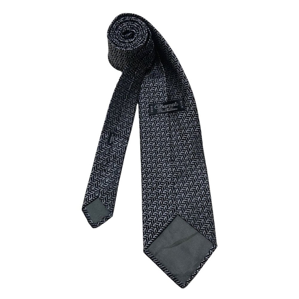 CHARVET Gray Geometric Silk Tie FRANCE 58"/ 3.7" EC